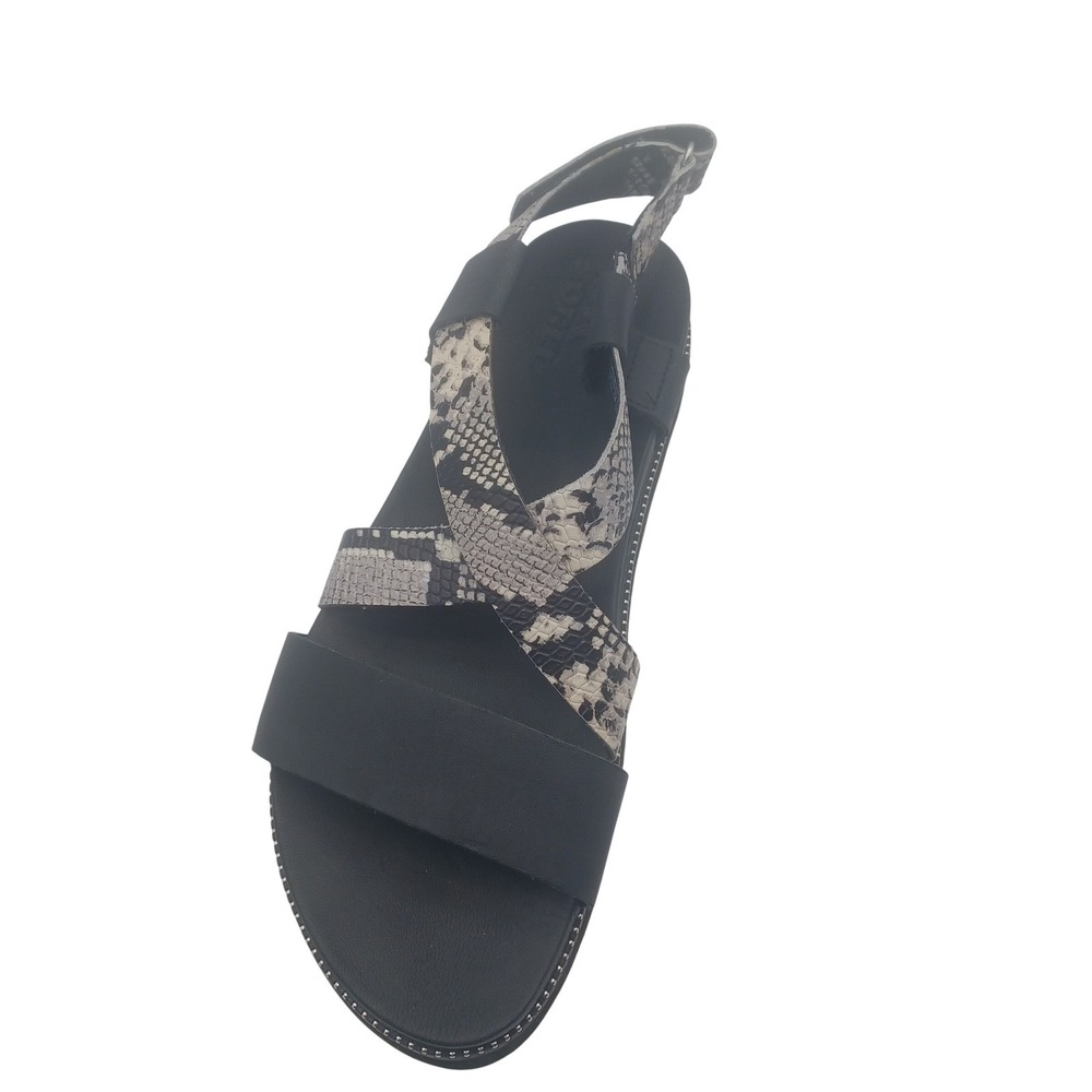 Sorel Roaming Buckle Slide Sandals Womens 7 Black Snakeskin Excellent Platform